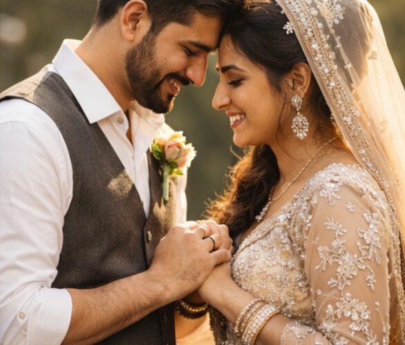 Inspiring true love story of a couple walking together with trust and hope